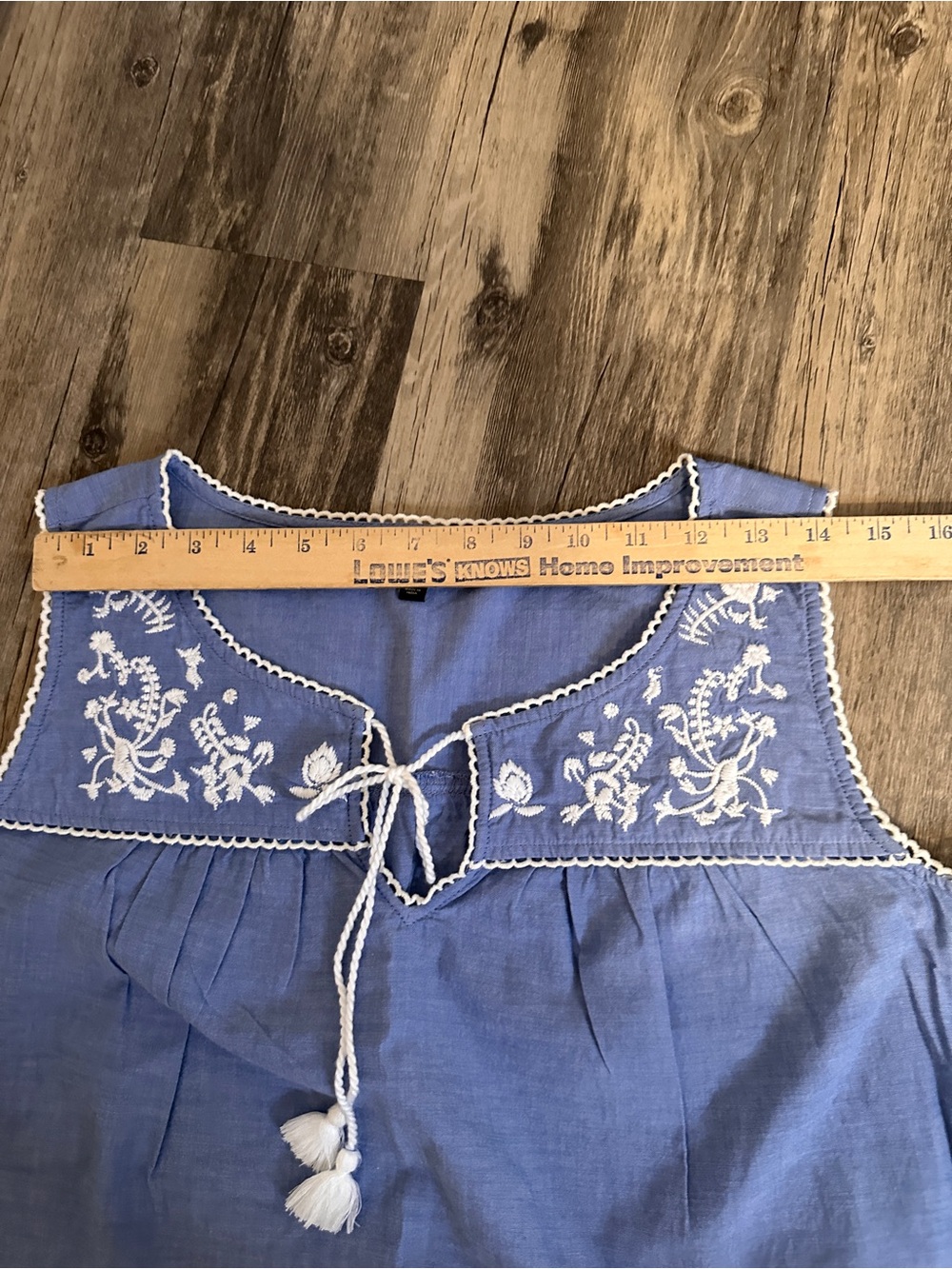 Talbots Light Blue‎ Sleeveless Embroidered Tie-Front Tank xlp - Picture 12 of 12